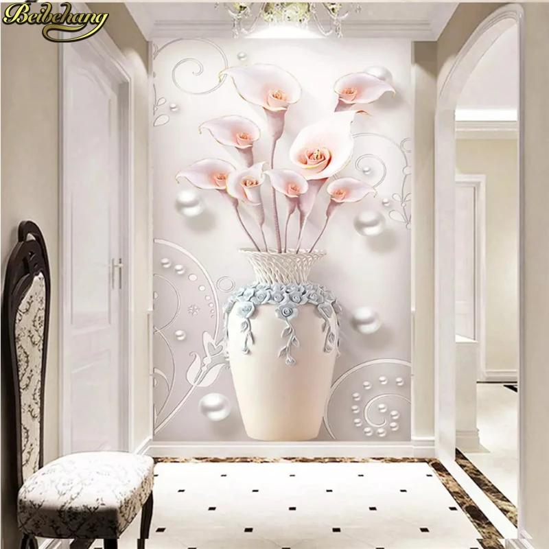 

beibehang Custom 3D wallpaper mural relief three-dimensional simple home and rich vase European entrance wall papel de parede