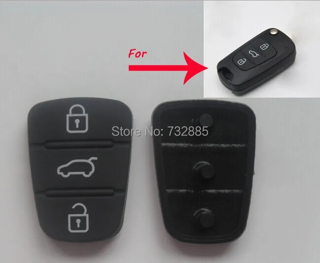 

Сменные 3-кнопочные резиновые прокладки для Hyundai I10 I20 I30 IX35 Hyundai Flip Key, силиконовые резиновые подкладки для ключей 50 шт./лот