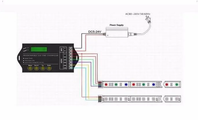 

new DHL 20 pieces LED Time Dimmer RGB Controller TC420 DC12V/24V 5Channel Total Output 20A Common Anode Programmable