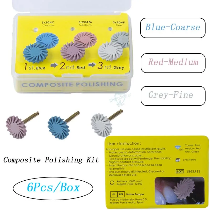 

1Box Dental Lab Composite Polishing Resin Disc Kit Spiral Flex Brush Burs For Dentistry Clicnic