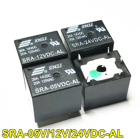 5pcs 4pin DC Power Relay SRA-05VDC-AL SRA-12VDC-AL SRA-24VDC-AL 4Pin PCB Type In stock Black Automobile relay