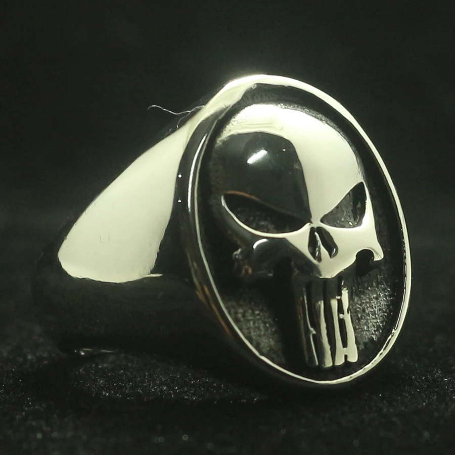 Size 7 To Size 15 Mens Boys 316L Stainless Steel Cool The Punisher Ring Newest