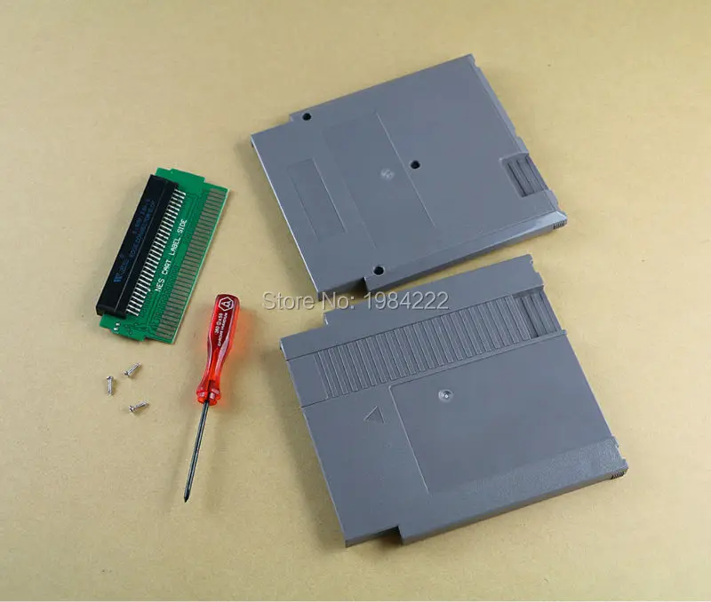 Convertidor adaptador de 60 pines a 72 pines con chip CIC instalado para sistema de consola NES con estuche de cartucho y destornillador, 1 ud.