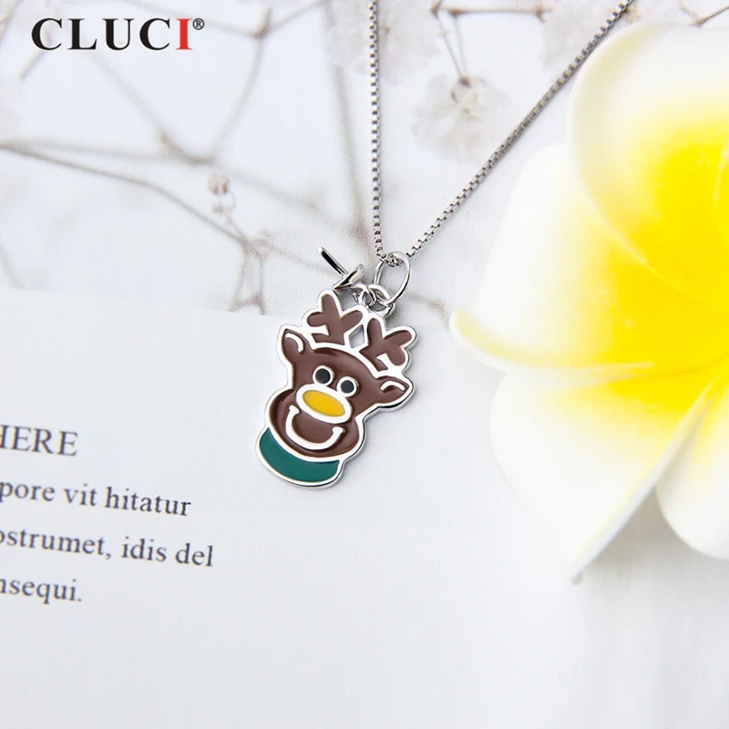 قلادة على شكل حيوان غزال لطيف 925 فضي من كلوسي لقلادة مجوهرات النساء الاسترليني 925 قلادة فضية عيد الميلاد SP348SB