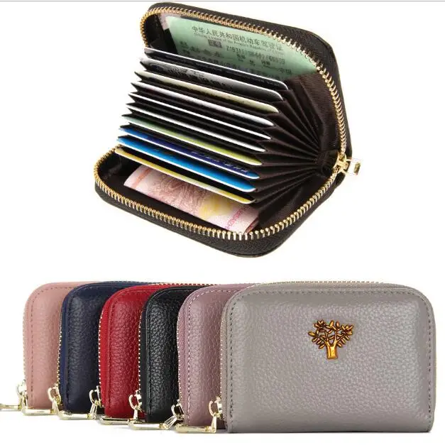 High Quality First-tier Cowhide Leather REID Bank And Bus Card Wallet Cover Case Identity Card Bag Box Girls Birthday Gift