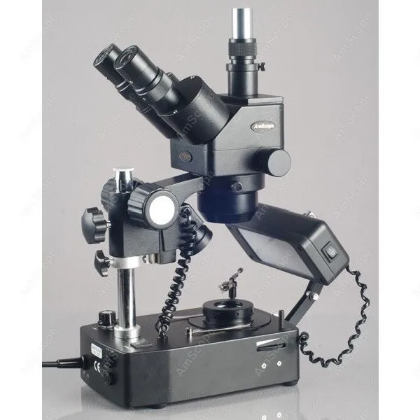 Jewelry Gem Trinocular Microscope--AmScope Supplies 10X-60X Jewelry Gem Trinocular Stereo Microscope with Three Lights