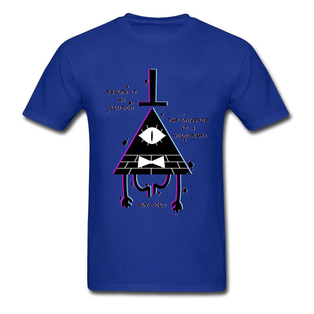 Male Tshirt Illusion Gravity Fall T Shirt Illuminati T-shirt Men Summer Big Size Cotton Crewneck Clothes Geometric Pattern Funny