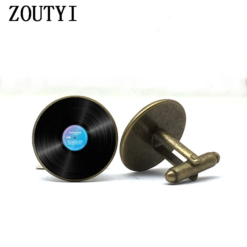 2018/ hot sale, silver color cufflinks music cufflinks vinyl disc cufflinks gold cufflinks menswear.