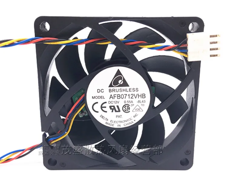 AFB0712VHB 7015 70mm x 70mm x 15mm Bezszczotkowy wentylator chłodzący DC PWM 12V 0.55A 4-przewodowy 4-pinowy z konektorem do Delta