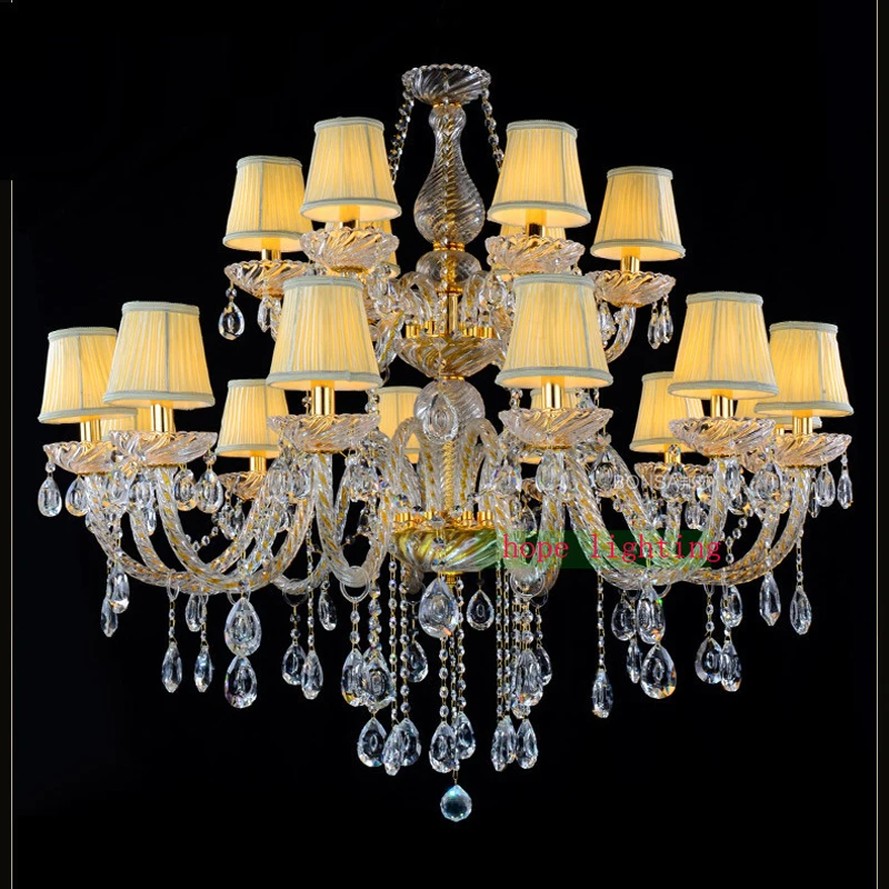 

Living Room Crystal Candle Light Restaurant LED Chandelier Modern Gold Crystal Chandelier Hotel Lobby Dinning Room Decorate