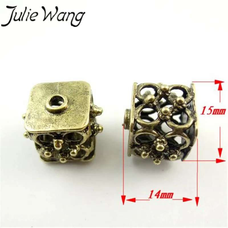 JulieWang 8pcs/pack Copper Ancient Bronze 2mm Hollow Beads Embellishment Simulation Pearl Jewelry Accessories DIY Bedroom