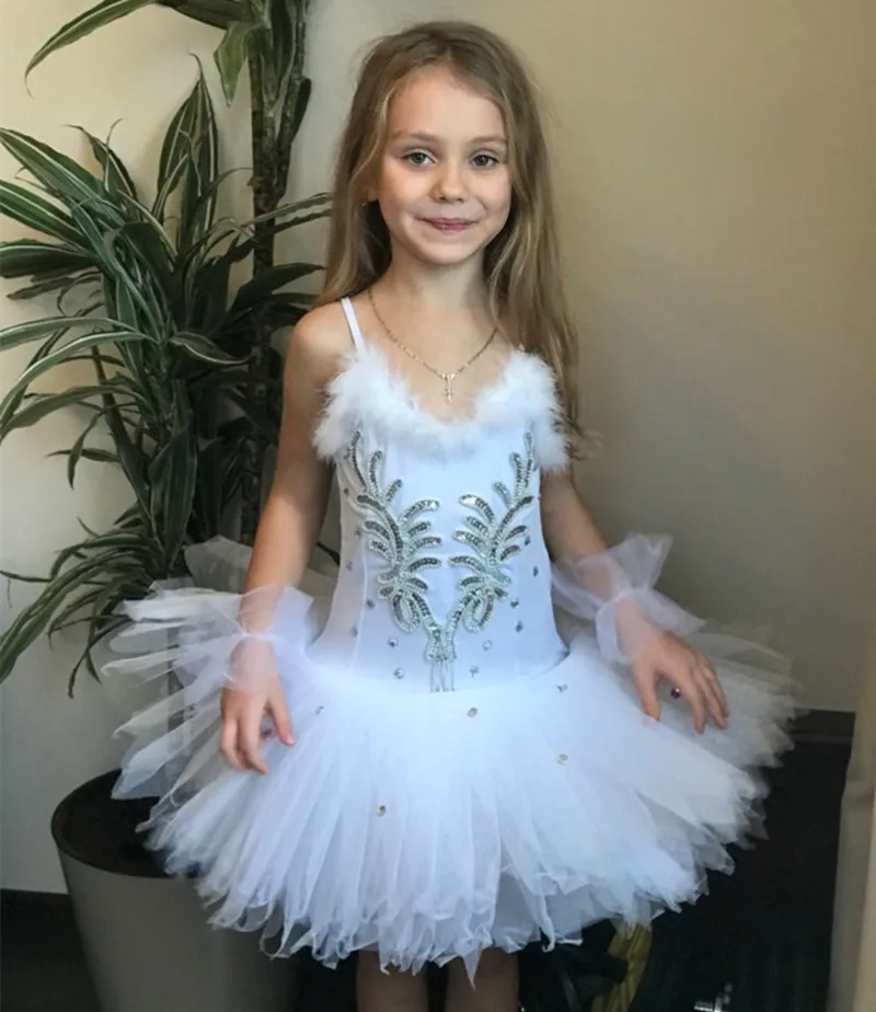 Trắng Kim Sa Lấp Lánh Thiên Nga Trang Phục Ba Lê VÁY ĐẦM Trang Phục Trẻ Em Ballerina Tutu Tập Thể Leotard Váy Múa Đầm Hiệu Suất