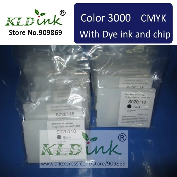 [KLD Ink] x 4PCS Compatible S020130 S020122 S020126 S020118 ink cartridge for Stylus Color 3000 Large Format Inkjet Printer