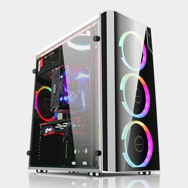 370*188*412 ミリメートルゲームコンピュータ PC ケースアクリルフル側透明 RGB 垂直水冷却シャーシ ATX デスクトップゲーマーケース  - AliExpress