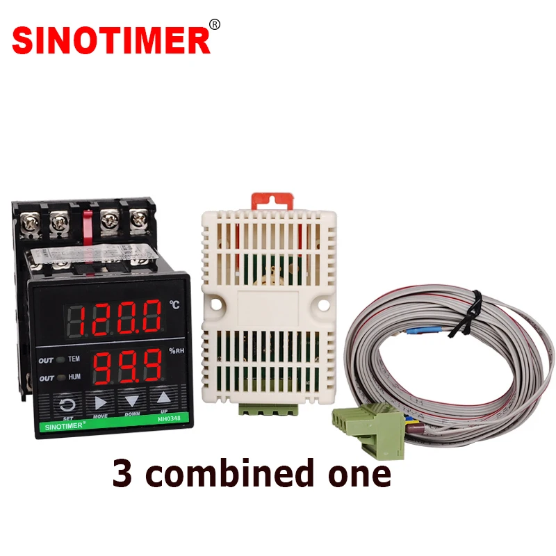 DIN Rail Digital Humidity Controller with 3M UL Listed Cables and Combined Humidity and Temperature Sensor