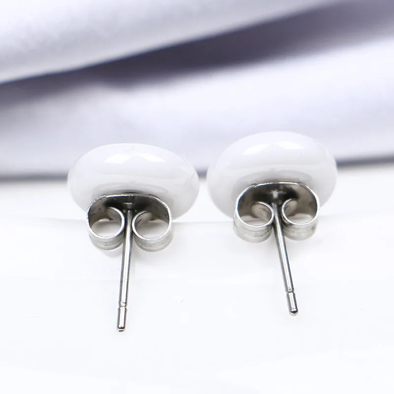 2019 Simple Romantic Crystal Stone One Round Stud Earrings For Women Rhinestone Ceramic Earrings For Party Healthy Jewelry