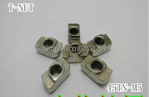 

50PCS M5 T nut Hammer Head Fasten Nut Connector Nickel Plated for 45 series Slot Groove 10 Aluminium Profile Accessories