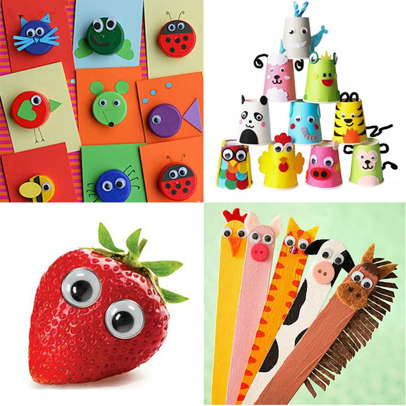 4-24MM Mixed Googly Eyes DIY Craft Supplies Self-adhesive Wiggly Eyeballs Children Hand Scrapbooking Arts Decor Eyes For Toys