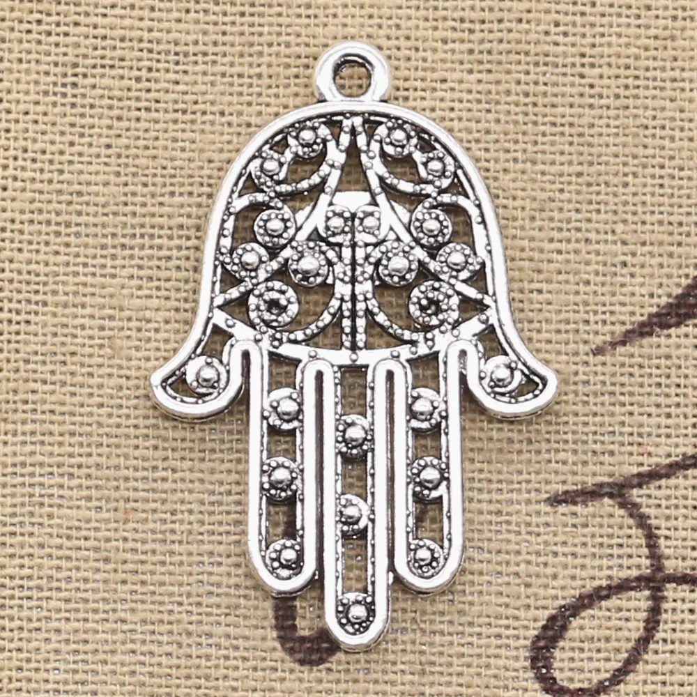 4pcs Charms Death Eye Hamsa Palm Fatima Hand 36x25mm Antique Making Pendant fit,Vintage Tibetan Bronze,DIY For Jewelry