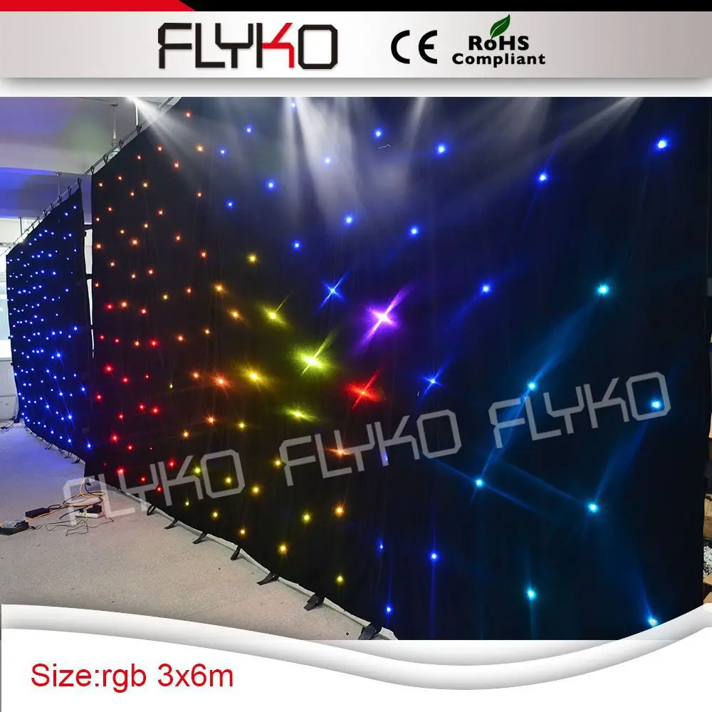 free shipping full color leds 3m high by 6m width event show star curtain led backdrop