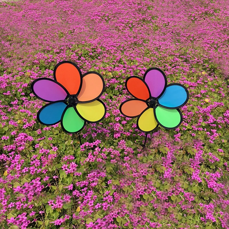 Colorful Rainbow Dazy Flower Spinner Wind Windmill Garden Yard Outdoor Decor -m15