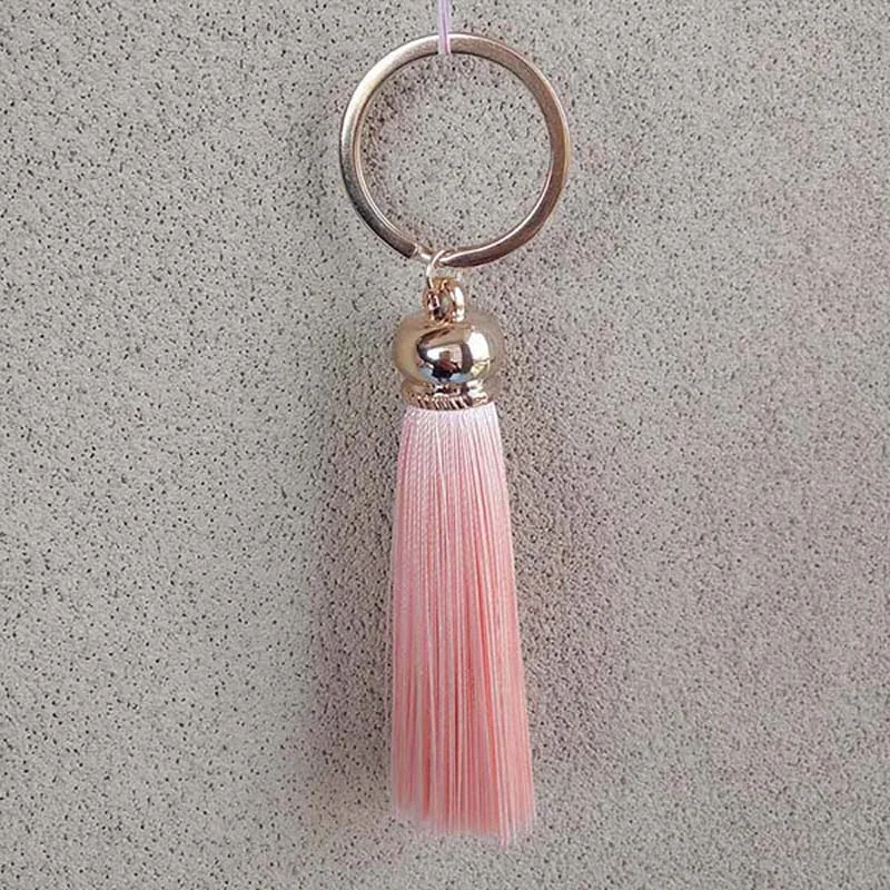 Modischer Quasten-Schlüsselanhänger für Damen, niedlicher Quasten-Schlüsselanhänger als Taschenaccessoire - Seidenquasten Autoschlüsselanhänger Fransen-Schmuck Großhandel – Detail 24