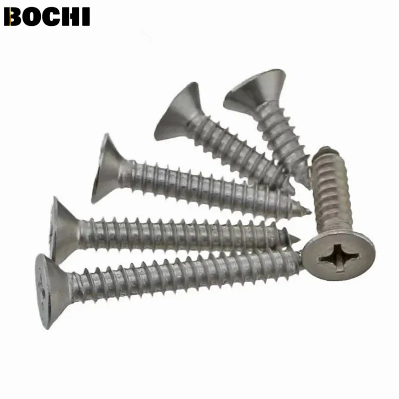 

100Pcs DIN7982 GB846 ISO7050 M2.2 304 Stainless Steel Cross Recessed Flat Head Screws Phillips Self-tapping Wood Screws HW004