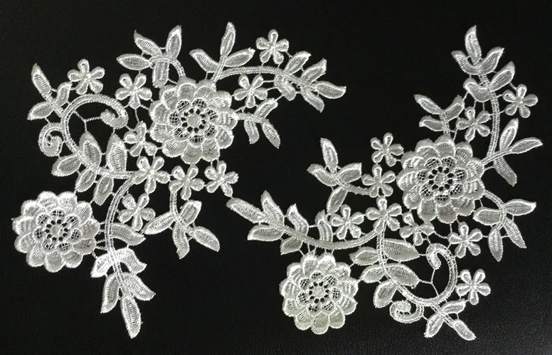 24cm*18.5cm polyester mirrored embroidery flower applique, embroidery lace patches,veil applique,XFT0719A