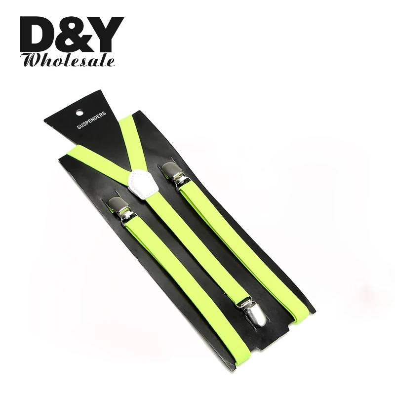 yellow green Slim 1.5cm wide suspender Men Women Unisex Clip-on Elastic Braces Slim Suspender Y-back Suspenders/gallus