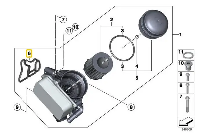 1 piece Engine Oil Filter Housing Gasket for BMW F30 F10 F11 X1 X3 Z4 328i 520i 528i 11427611391