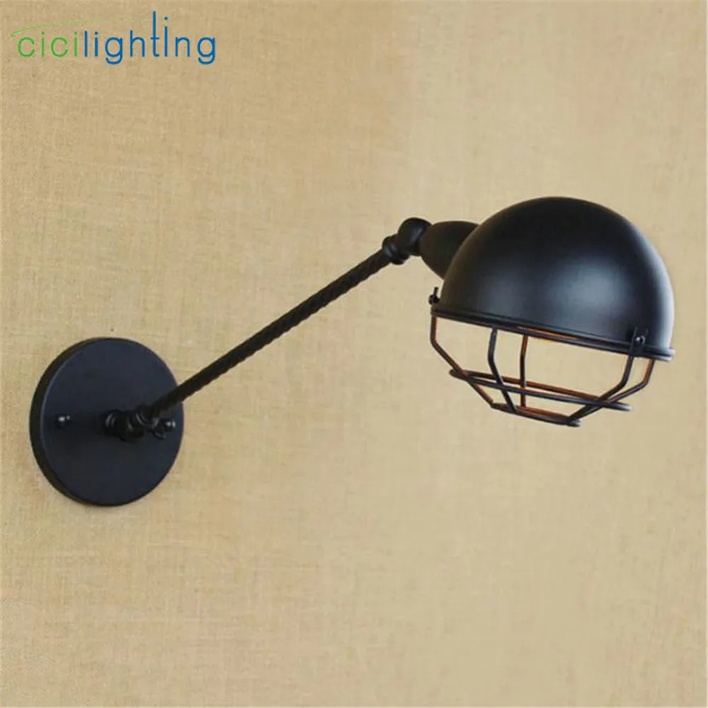 AC100-240V E27 Edison Vintage Bulb Lamps Art Deco Wall Sconces Lamp Industrial Iron Wall Lamp for Bar Coffee Shop Home