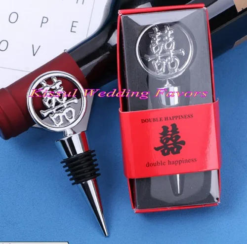 

(20 Pieces/lot) Chinese Wedding gifts of Double Happiness Wine Bottle Stopper Favors For Chinese themed Wedding and Party Favors