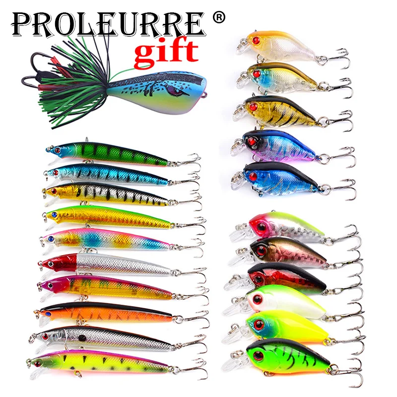 

New 22pcs/lot Fishing Lures Set Mixed 4 Different Model Hard Baits Artificial Lifelike Bass Crankbait Fishing Tackle Wholesale