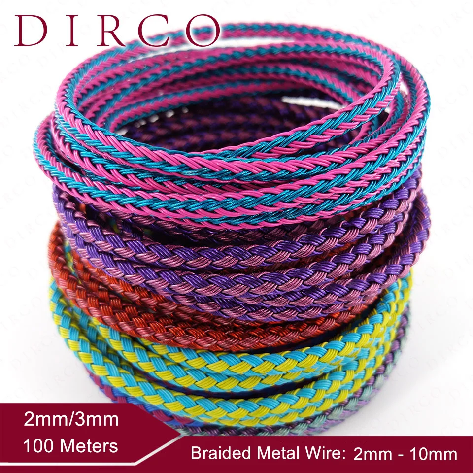 About the Fit 2/3mm 100M Braided Metal Wire Mesh Round Cords Jewelry Accessories Bands Woven Ropes Crafting Collar Making Lacing