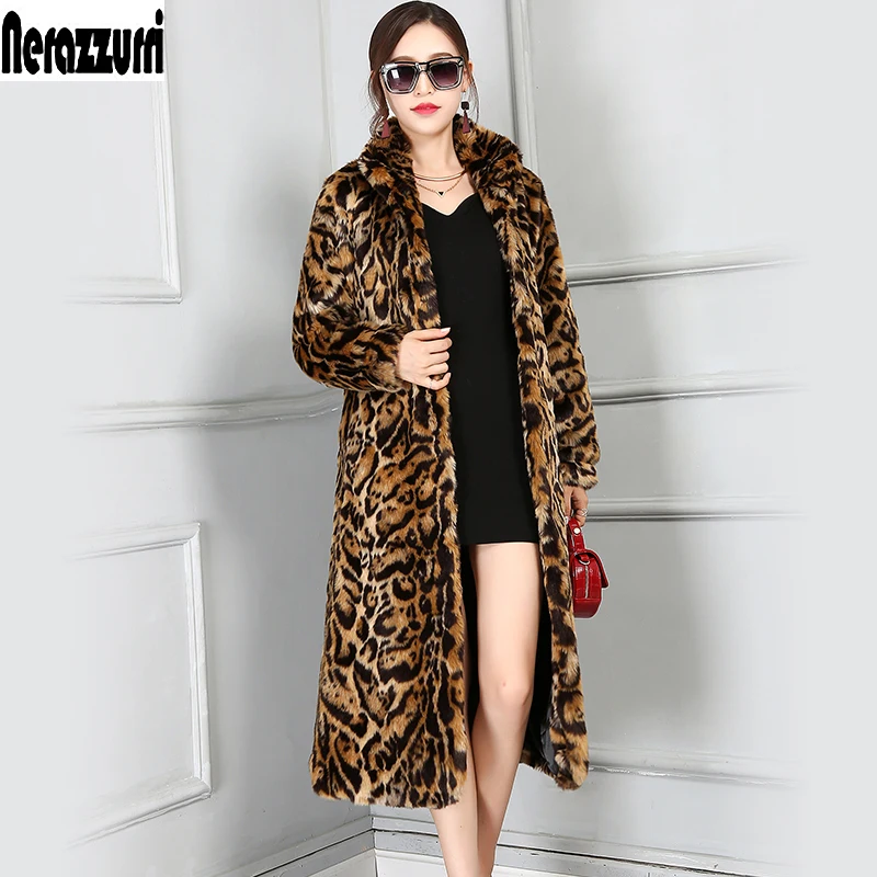 Imagem -04 - Cabolsa de Leopardo de Pele Sintética para Mulheres Sobretudo Longo Grosso e Quente Gola Alta Qualidade Moda Europeia Inverno Feminino 5xl 6xl