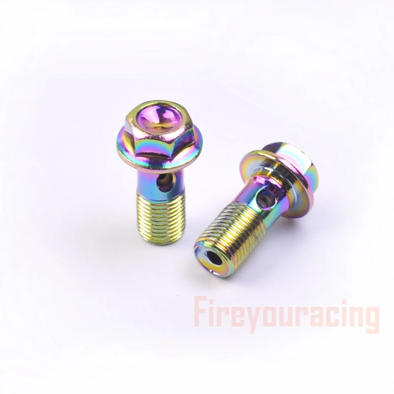 Fireyouracing Motorcycle Brake Hose Bolts Hydraulic Clutch Pump Master Cylinder Banjo Screw Oil Output Bolts Nuts M10 Colorfuls