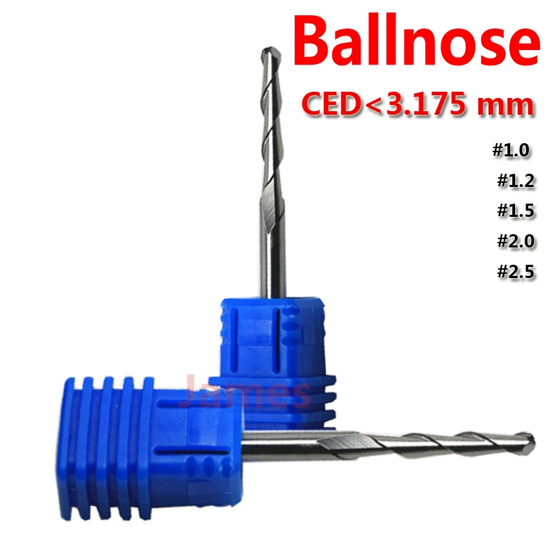 1pc 3.175mm SHK A series Milling cutter Ball nose 2 Flutes End Mill CNC BALLNOSE router bits Silhouette relief tools