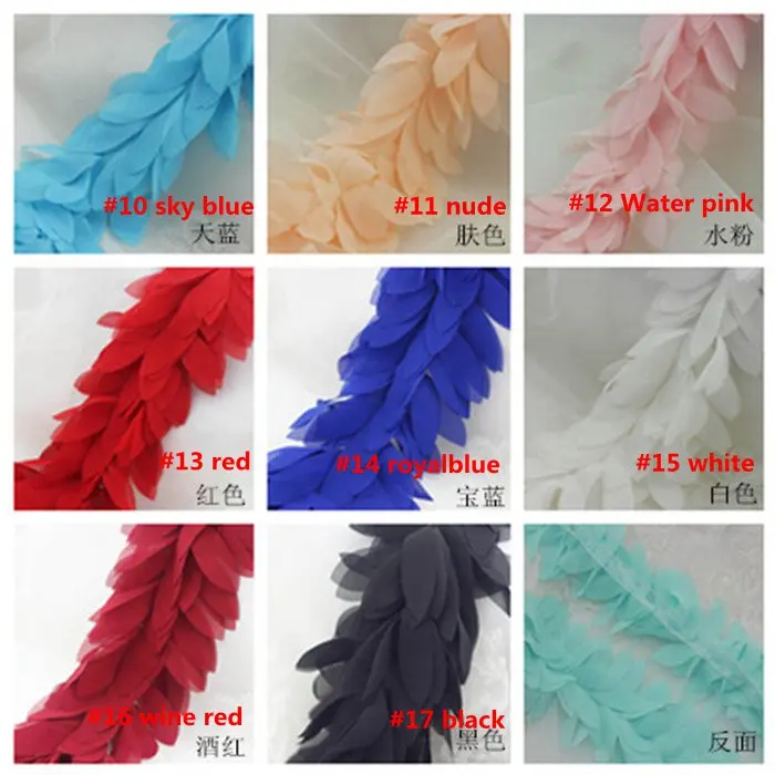 5 yards/lot  Leaves 3D Chiffon Flower Lace Boa Sewing Trims Fringe Lace Ribbon Bow accessories DIY Material