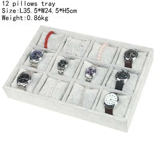 Hot selling Fashionable 12 Pillows Jewelry Box Bracelet Display Watch Holder Organizer Bangle Chain Showcase Jewelry Display
