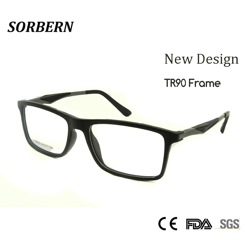 

SORBERN NEW High Quality TR90 Glasses Frame Men Square Nerd Glass Prescription Eye Lenses Mens Eyewear Frames