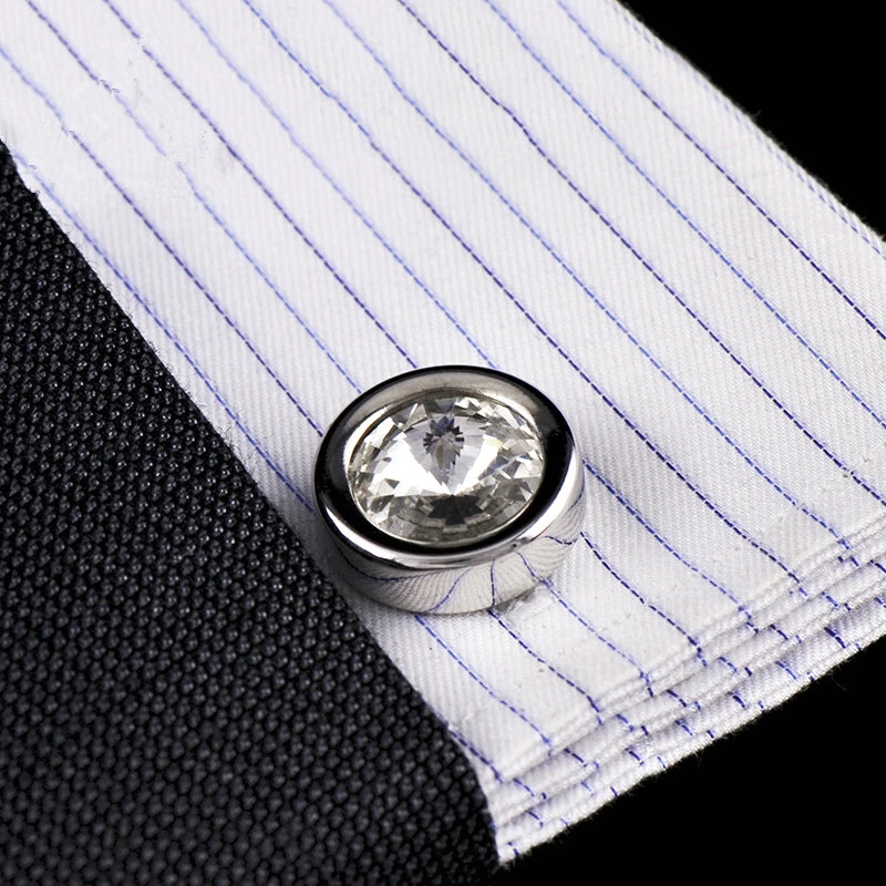 Jewelry shirt cufflink for mens Brand designer Cuffs link Button male white crystal High Quality Luxury Wedding Free Shipping