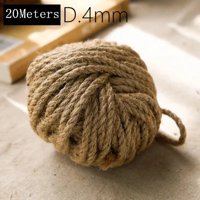 15M 4mm 5mm 7mm Natural Jute Twine 3 Shares Twisted  Rope DIY Craft Decoration Rope Thread for Gift Packing Bag Tag Wrapping cat