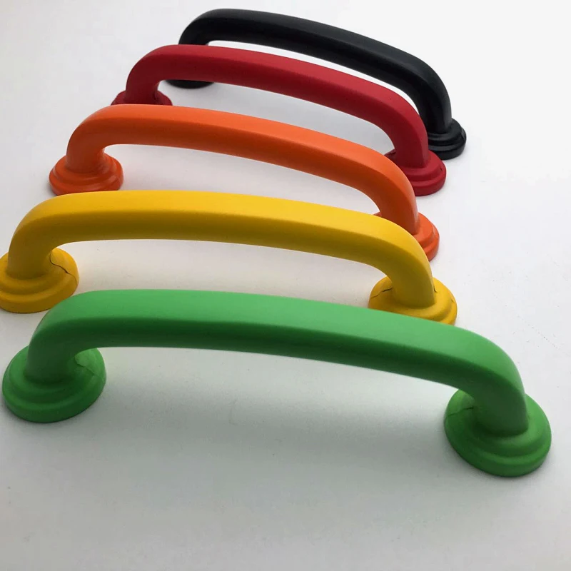 96mm white black blue green dresser cabinet door handles yellow pink orange drawer cupboard pulls knobs colour children handles