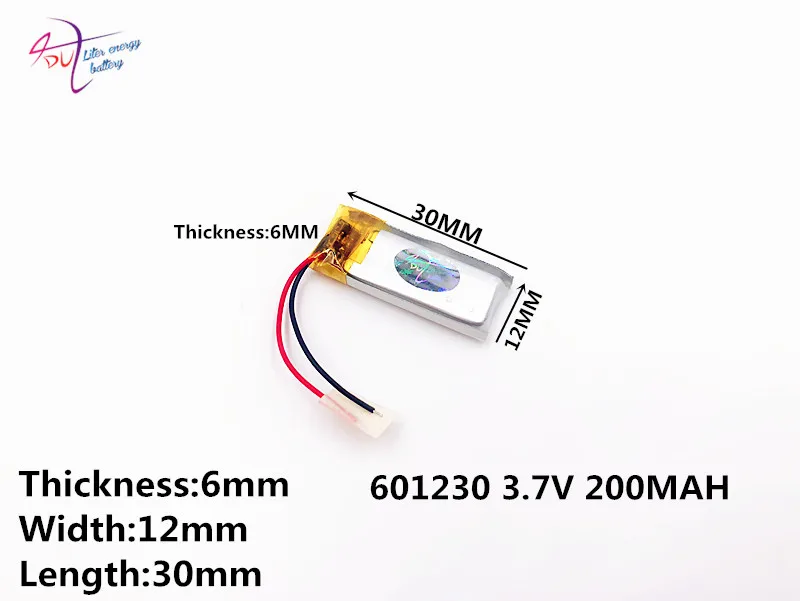 Bateria litowo-polimerowa 3.7 V, 601230 200mah może być dostosowana do potrzeb klienta certyfikat jakości CE FCC ROHS MSDS