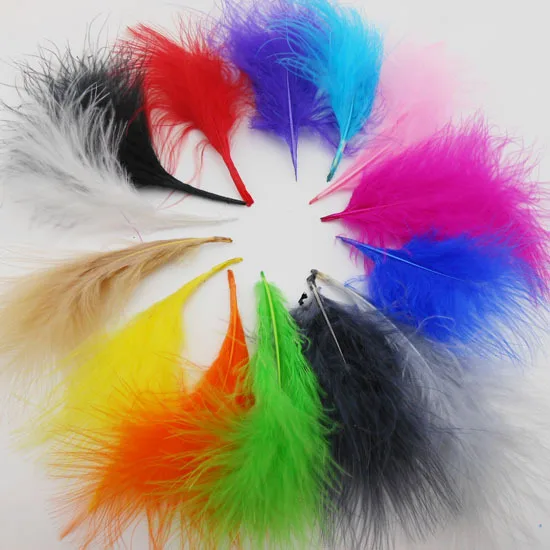 220 Fluffy Feathers, Solid Rooster fluff feathers mixed colors 3-7