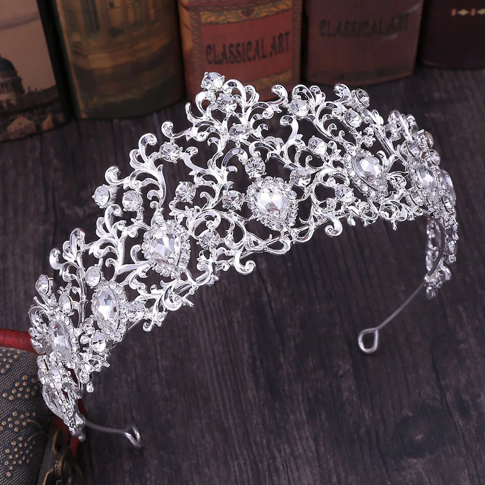 KMVEXO Forest Leaf Crystal Tiara Brides Crown Gold Color Bridal Jewelry Green Crowns Queen Diadem Wedding Hair Accessories