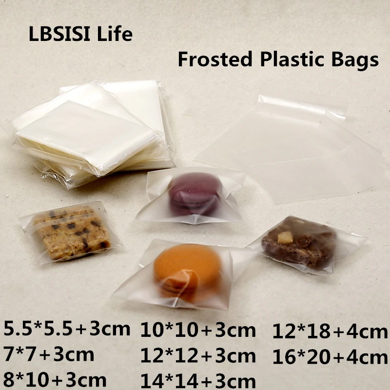 LBSISI Life,Cute Frosted Candy Cookie Bags Wedding Birthday Party Soap Craft Self-adhesive Plastic Biscuit Packaging Bag,100pcs