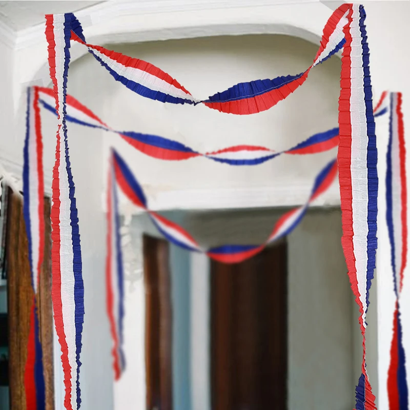 Guirnalda de papel para decoración del hogar, cartel colgante de color rojo, azul y blanco, suministros de manualidades para fiesta del Día de la Independencia Americana, DIY, 4 de julio