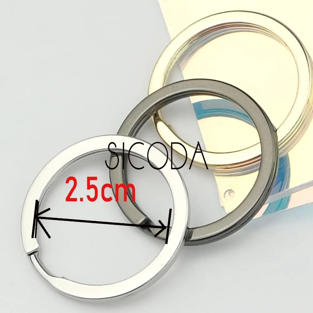 SICODA 10PCS High quality hanging plated key ring hardware key ring metal key chain Flat ring 30MM