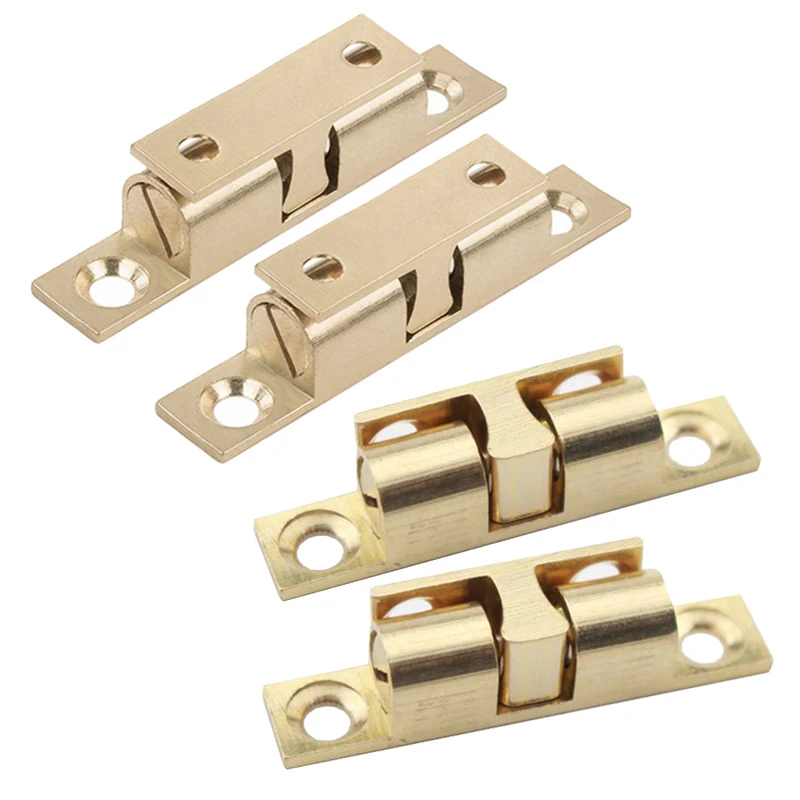 4pcs 50mm Brass Double Ball Catch Cabinet Door Latch All Copper Touch Beads Lock Door Spring Clip Cabinet Door Catches